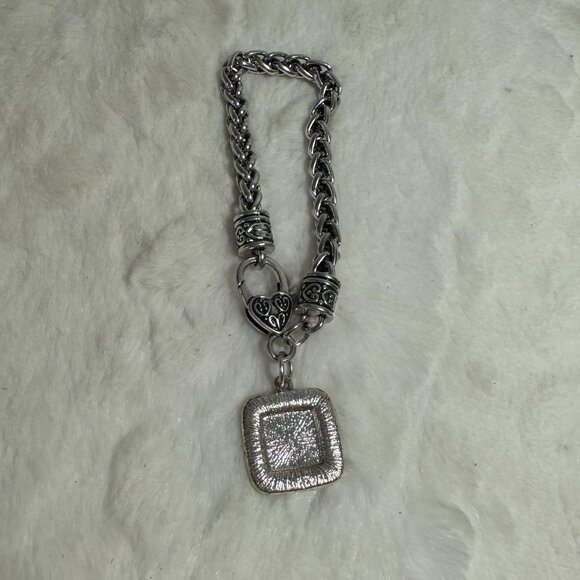 Inspired Silver Celtic Sisters Knot Square Charm Braided Bracelet - Picture 3 of 4